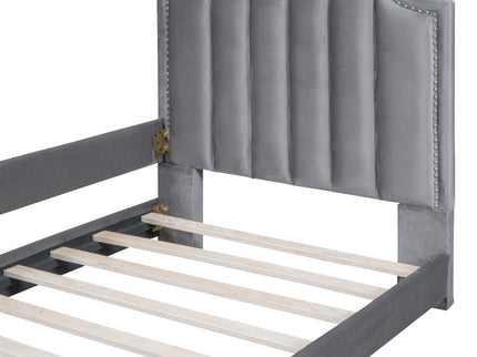 Upholstered Daybed With Classic Stripe Shaped Headboard