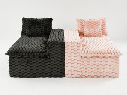 Multifunctional Sofa Pink Black, Fits 4 People