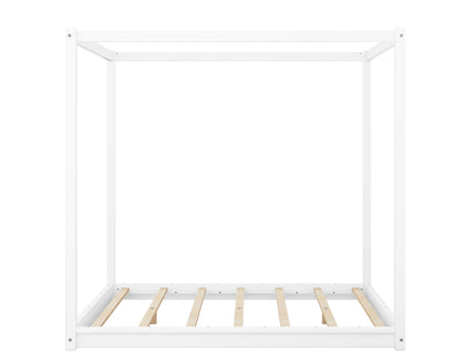 Wood Canopy Platform Bed With Support Legs And Airflow Slats