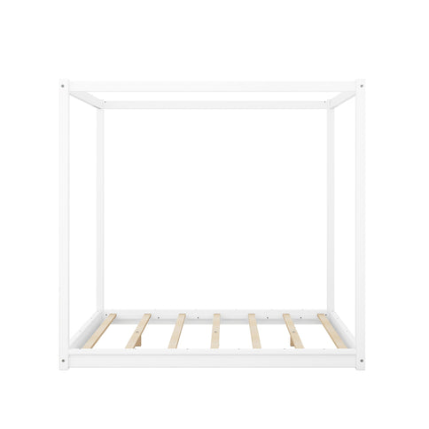 Wood Canopy Platform Bed With Support Legs And Airflow Slats