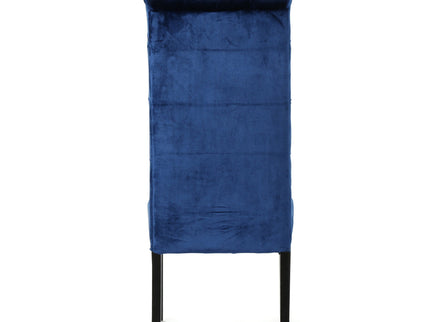 Elegant George Hi Back Dining Chair (Set of 2) With Tufted Velvet - Navy Blue