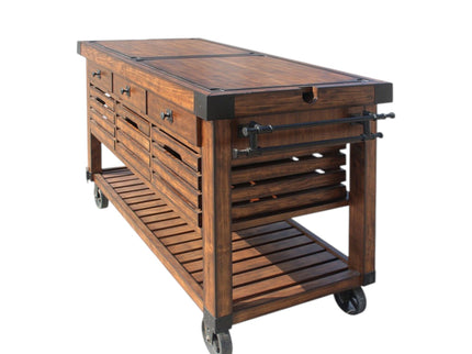 Kaif - Distressed Chestnut Kitchen Cart - Chestnut