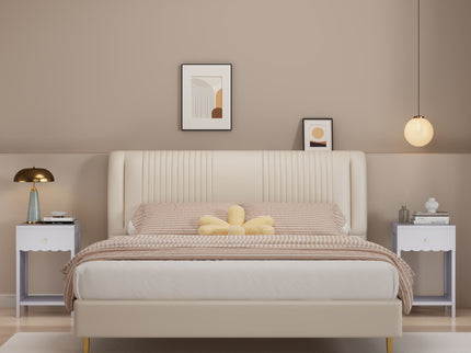 Nightstand With Drawer And Open Shelf, Scalloped Edge Bedside Table