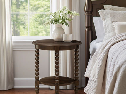 Philippe - Round End Table With Shelf - Brown