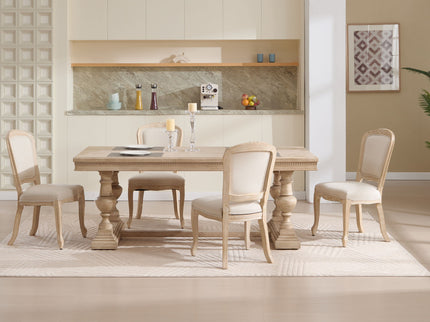 Dining Chairs Upholstered With Fan Shaped Back (Set of 2) - Beige