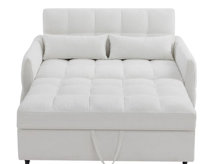Loveseat Sofa Pull-Out Bed With Adjustable Backrest, 3 USB Ports And 2 Lumbar Pillows For Living Room