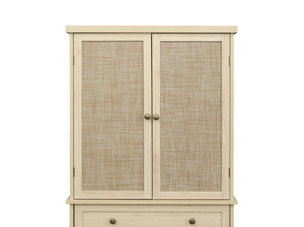 4 Door Storage Cabinet With 1 Drawer And 4 Adjustable Inner Shelves - Natural