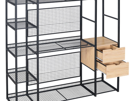 Open Style Wardrobe With Hanging Rails, Shelves And Drawers