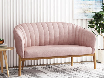 Mid Century Modern Loveseat With Channel Stitched Backrest