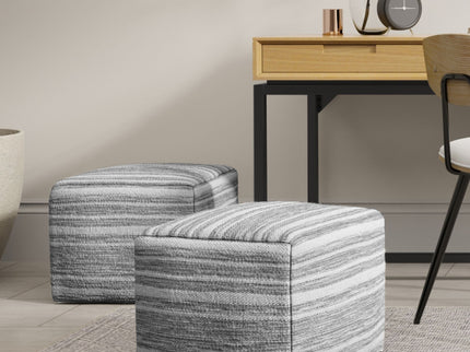 Carina - Square Woven Pouf - Black White