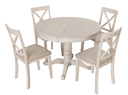 Modern Dining Table Set For 4, Round Table And 4 Kitchen Room Chairs, 5 Piece Kitchen Table Set For Dining Room, Dinette, Breakfast Nook