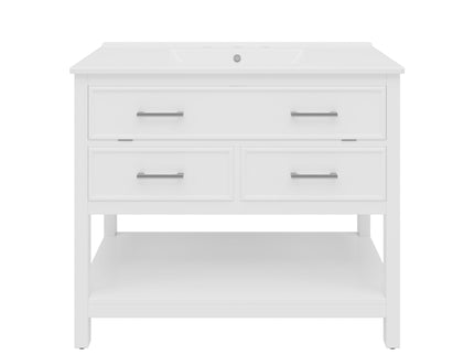 Bathroom Vanity With Ceramic Sink, Tip Out Tray & 2 Full Extension Drawers