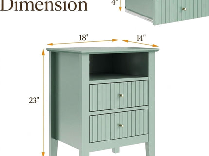 Fluted Nightstand With 2 Drawers