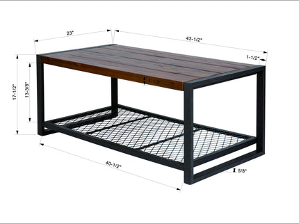 Console Coffee Table With Reclaimed Wood Finish, For Living Room - Natural