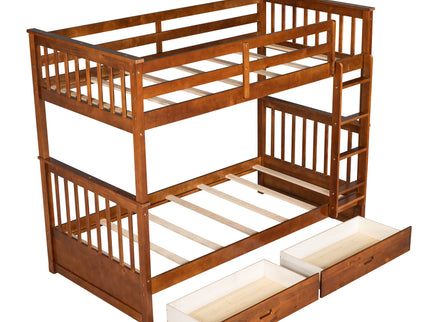 Bunk Bed With Ladders And 2 Storage Drawers