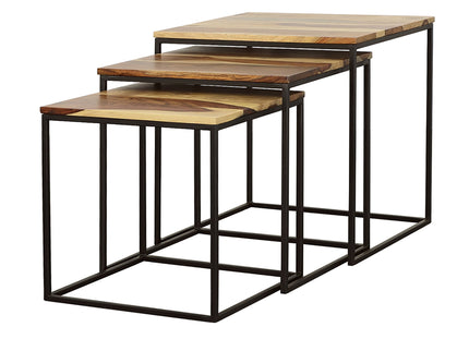 3 Piece Nesting Design Table Set - Brown