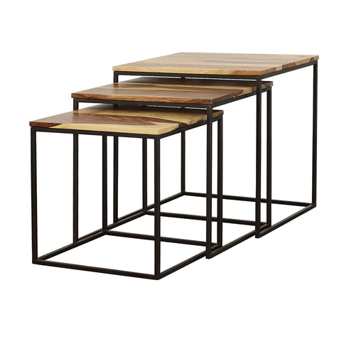3 Piece Nesting Design Table Set - Brown