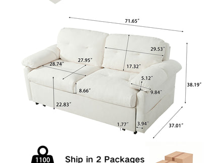 Convertible Pull Out Sofa Bed Queen Size, 3 In 1 With Side Storage