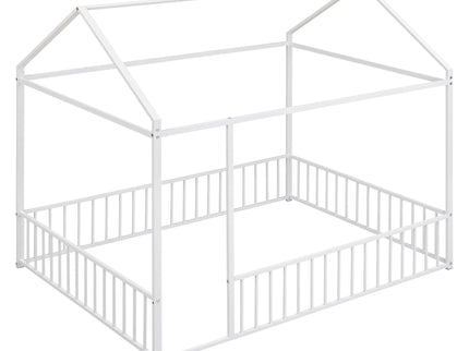 Metal Bed House Bed Frame With Fence