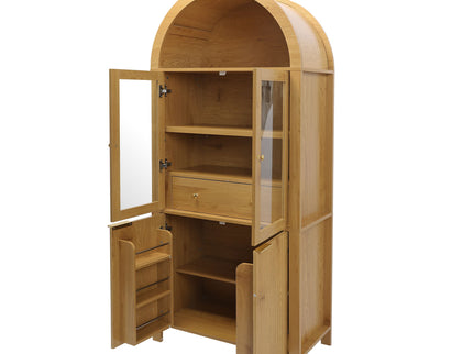 Fluted Tall Arched Pantry Cabinet With Adjustable Shelves