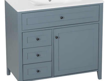 Bathroom Vanity With Sink, 3 Drawers & Cabinet With Adjustable Shelves