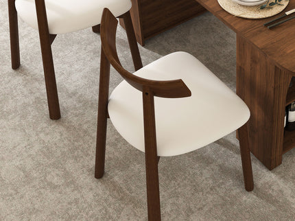 Dining Set With 4 Chairs, Table With Drawers & Open Shelf - Walnut