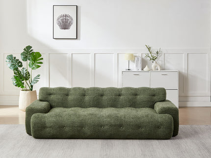 Cloud Series Minimalist Button Tufted Square Arm 3 Seater Sofa