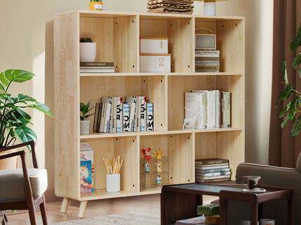 8 Compartment Storage Cabinet With Fixed Shelves For Books - Wood