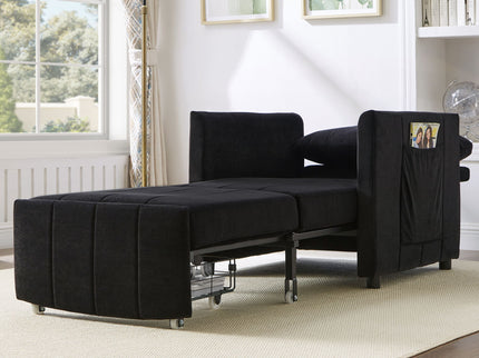 Upholstered Convertible Sleeper Sofa With 5 Position Backrest, Side Pockets, Storage