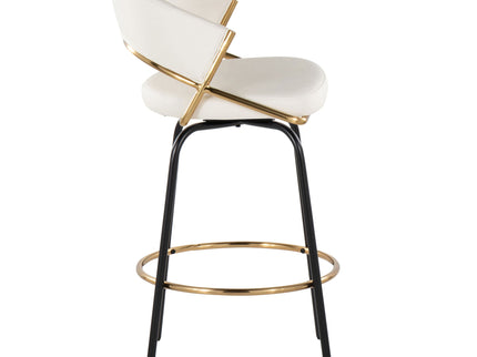 Jie - Fixed Height Contemporary Counter Stool With Swivel Round Footrest (Set of 2)