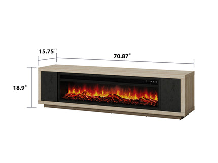 Fireplace TV Stand - Beige / Black
