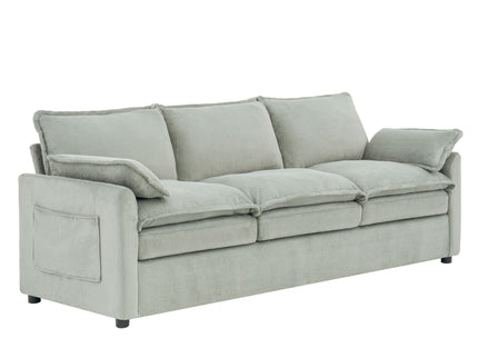 Modern 3 Seater Sofa With Side Storage Pockets For Living Room