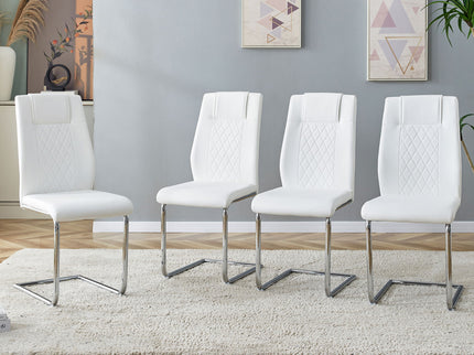 Modern Dining Chairs With Padded Seat, Metal Legs