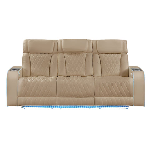 Electra - Power Reclining Sofa With Power Headrests, Drop Down Table, Reading Light, Massage, LED Lighting And USB Control