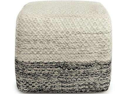 Macie - Square Woven Outdoor / Indoor Pouf - Gray / White