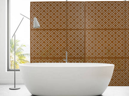 Freestanding Decorative Privacy Screen For Deck Balcony Patio, Metal Privacy - Brown