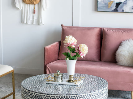 Unique Capiz Coffee Table & Pedestal Base