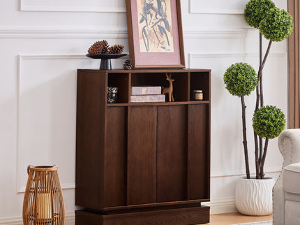 Fluted Sideboard Buffet Cabinet With 2 Doors And Adjustable Shelf, Storage Cabinet For Entryway