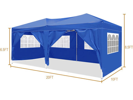 10'X20' Folding Canopy With 6 Removable Sidewalls Outdoor Event Shelter UPF 50+ Gazebo Portable Tents For Parties Beach Camping Wedding Ez Pop Up Canopy