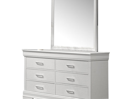 1 Piece Dresser Of Drawers Bedroom Furniture With Diamond Accent Handles, Drawer Box - White