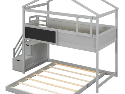 House Style Bunk Bed With Storage Staircase And board