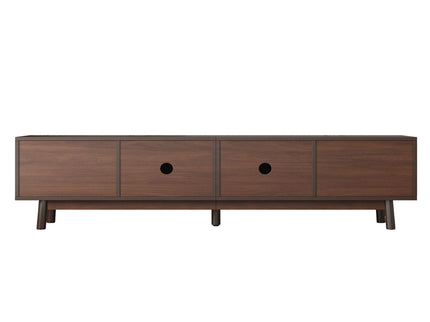 TV Stand For 80" TVs With Sliding Doors And Drawers, Accent Storage Unit - Dark Brown