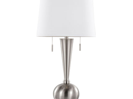 Jules - Contemporary Table Lamp Built In USB Port (Set of 2) - Nickel / White