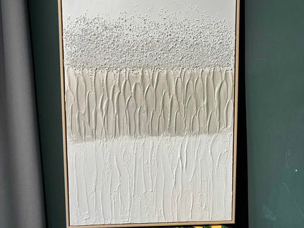 Framed Abstract Wall Art, Thick Textured Canvas Painting With Stone Accents (Set of 2) - Antique White