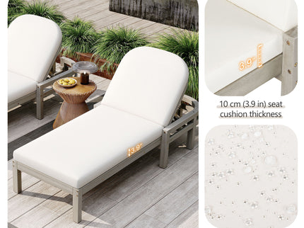 Outdoor Chaise Lounge With 5 Position Adjustable Backrest (Set of 2)