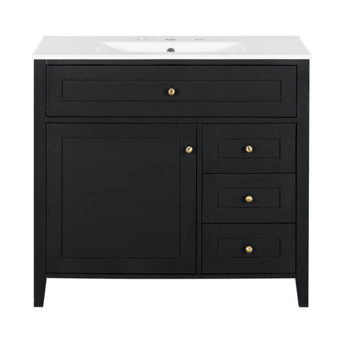Bathroom Vanity With Sink, Cabinet With 3 Drawers And Adjustable Shelf