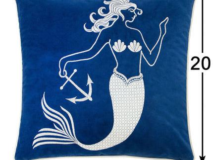 Liz Mermaid Pillow Cover With Matching Back And Hidden Zipper - Indigo