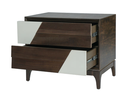 Japandi 2 Drawer Nightstand With Geometric Design