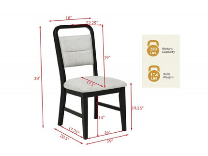Dining Kitchen Side Chair With Curved Back Design (Set of 2) - Black / Gray