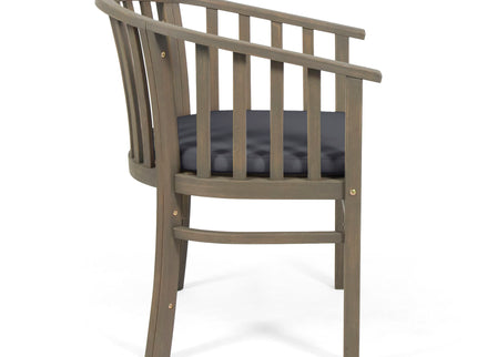 Outdoor Wooden Dining Chairs With Cushions (Set of 2)